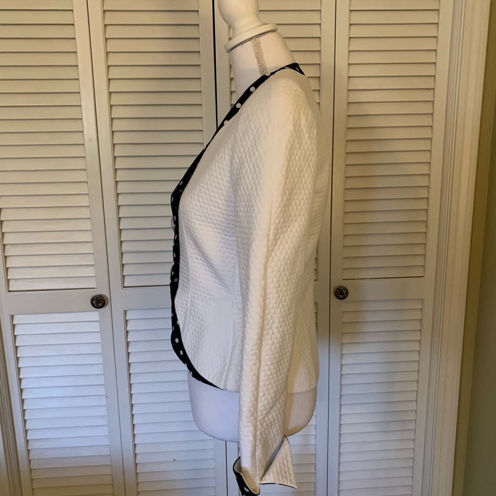 Ilie Wacs Vintage Polka Dot Trim Peplum White Jacket Made in USA 1980’s - Picture 3 of 8